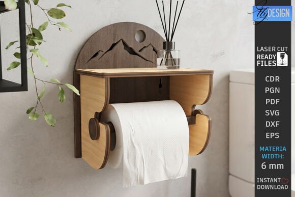 Wooden Toilet Paper Holder Laser Cut