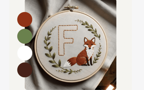 Woodland Fox Monogram Embroidery Pattern