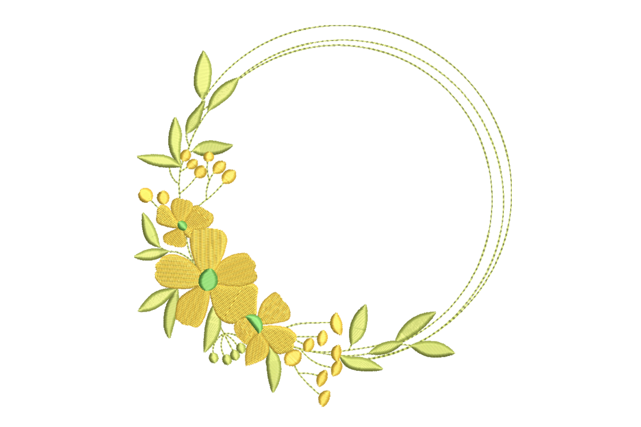 Yellow Floral Wreath Frame