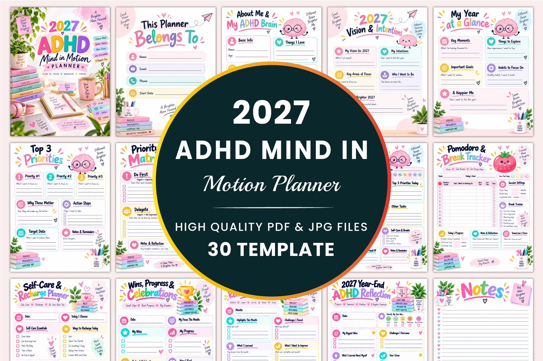 2027 ADHD Mind in Motion Planner KDP
