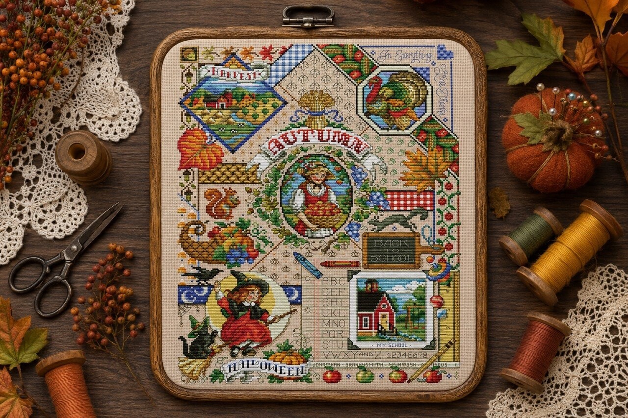 Autumn Sampler Cross Stitch Pattern