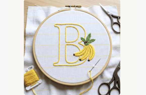 Banana Bunch Letter Embroidery Pattern