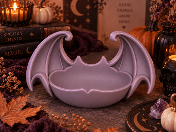 Bat Wing Trinket Dish STL | Gothic Jewelry Holder 3D Print File - Image 1