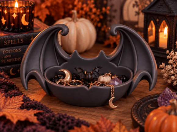 Bat Wing Trinket Dish STL | Gothic Jewelry Holder 3D Print File - Image 2