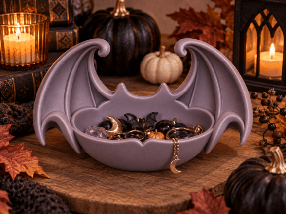 Bat Wing Trinket Dish STL | Gothic Jewelry Holder 3D Print File - Image 3