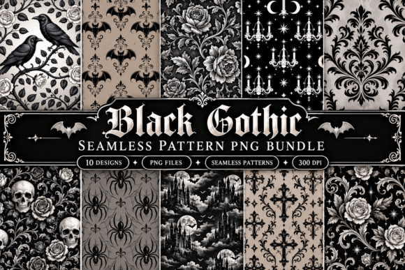 Black Gothic Seamless Pattern Bundle