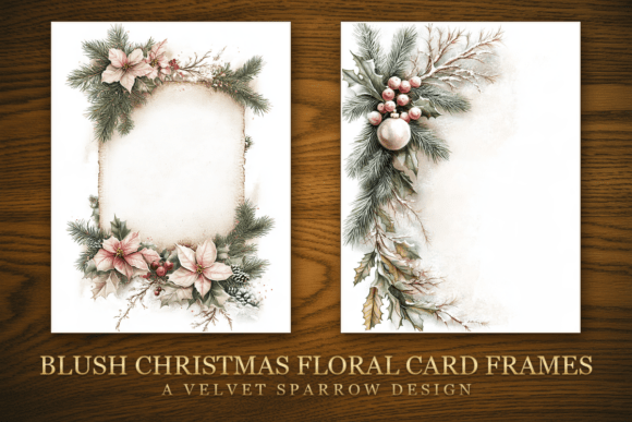 Blush Christmas Floral Card Frames