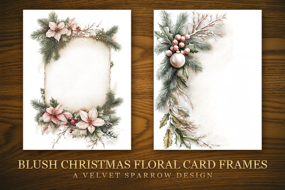 Blush Christmas Floral Card Frames