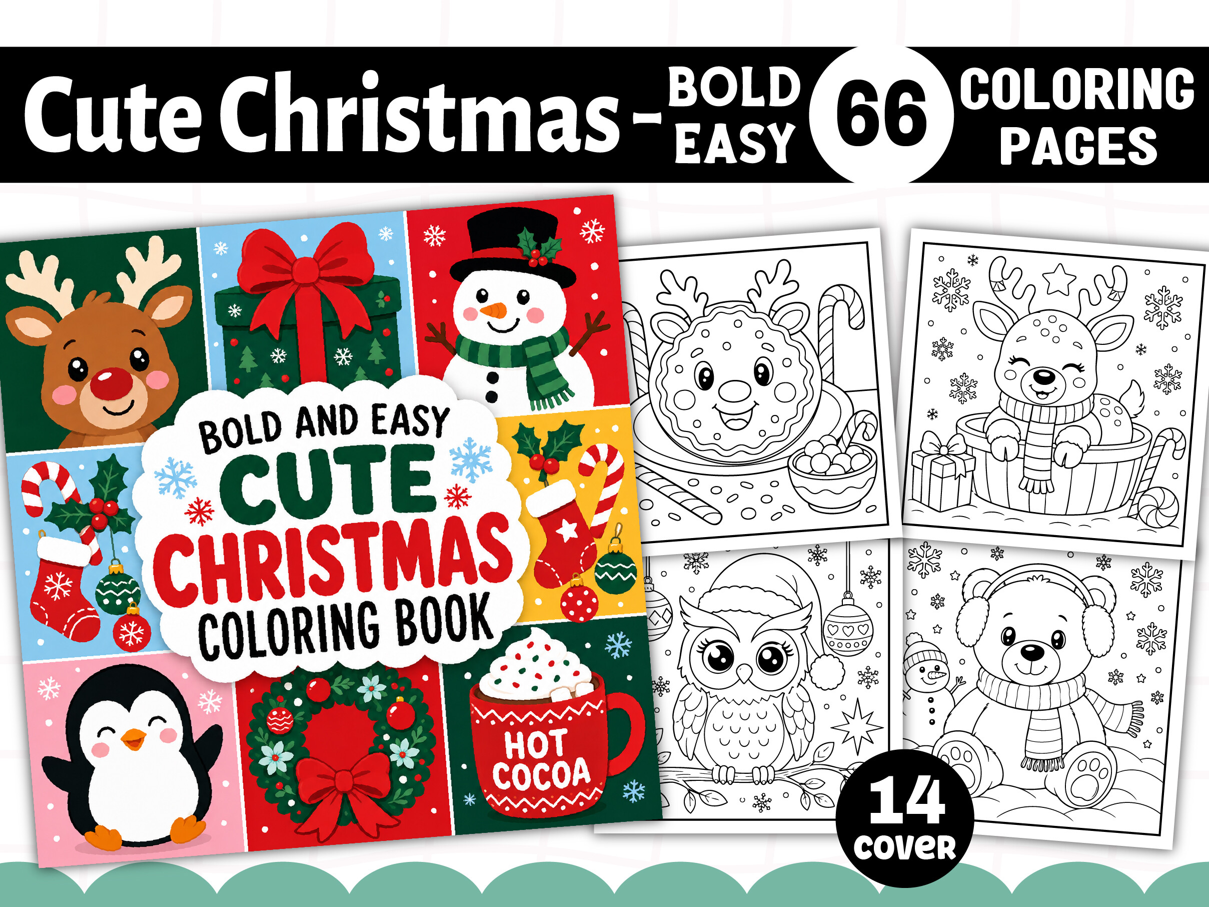 Bold Easy Cute Christmas Coloring Pages