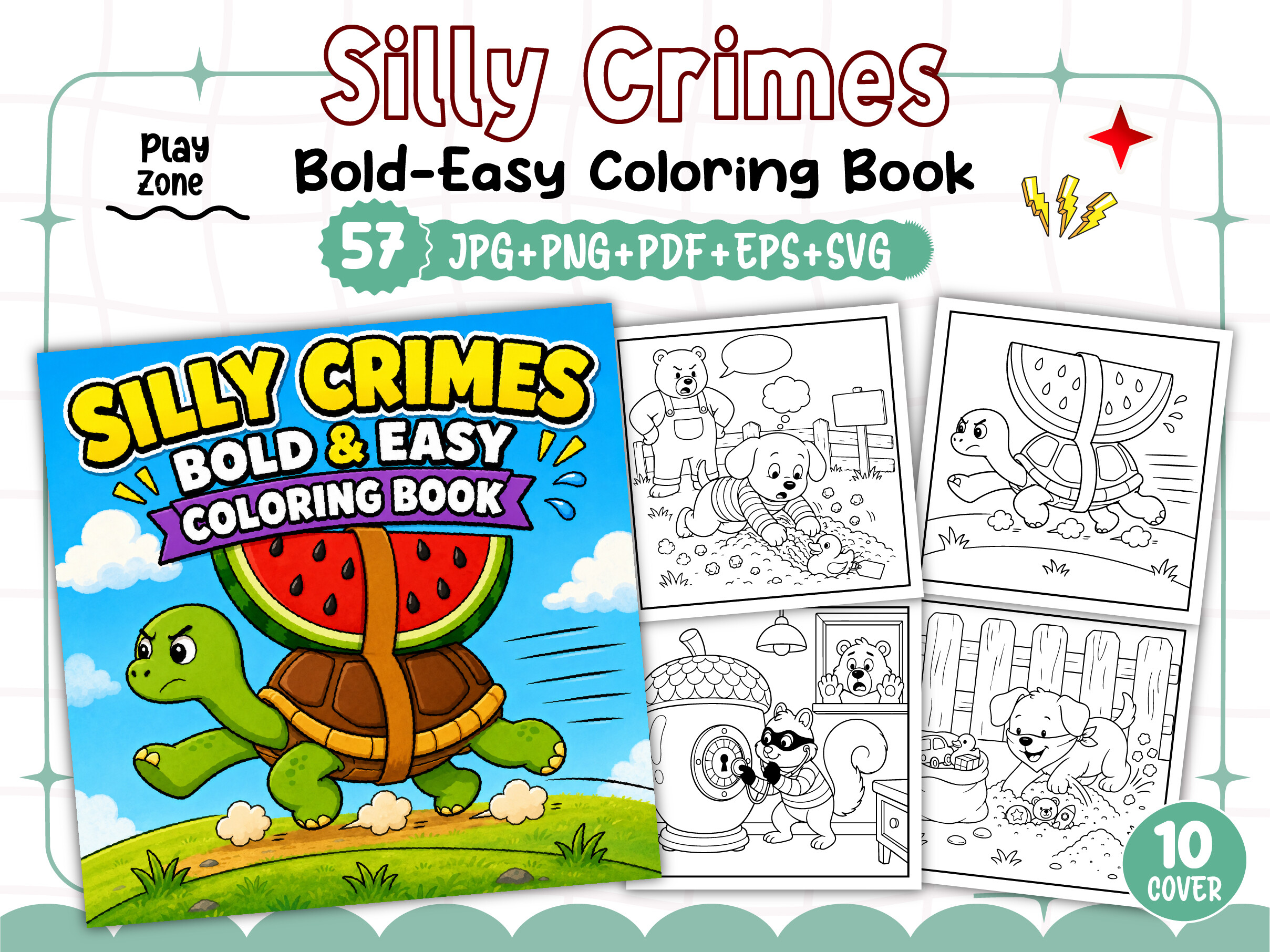 Bold and Easy Silly Crimes Coloring Book