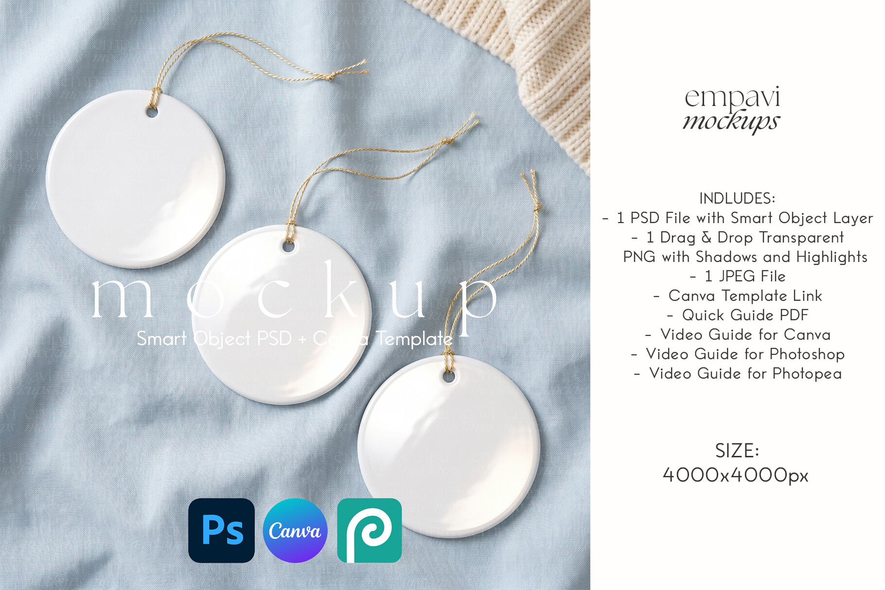 Ceramic Ornament Mockup Set of 3