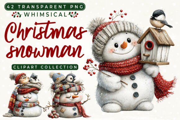 Christmas Bird Snowman Clipart