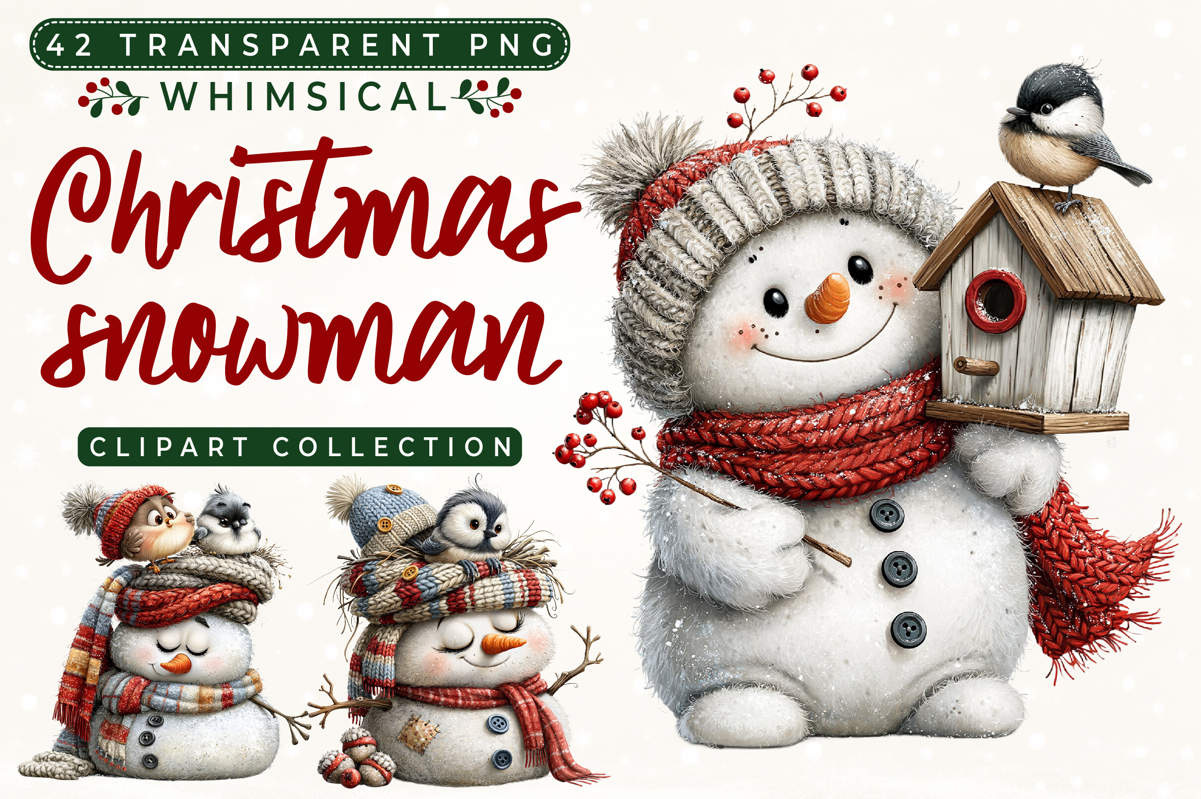 Christmas Bird Snowman Clipart