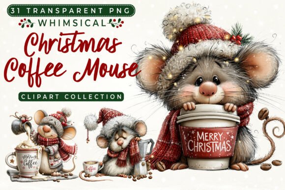 Christmas Coffee Mouse Clipart