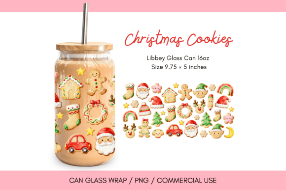 Christmas Cookies Glass Can Wrap PNG