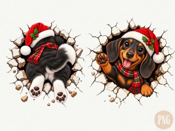 Christmas Dachshund Dog Front and Back P