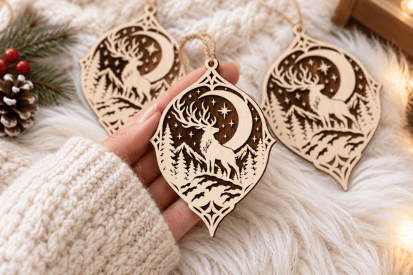 Christmas Deer Ornament SVG Laser Cut File laser cut file