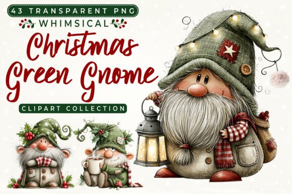 Christmas Green Gnome Clipart