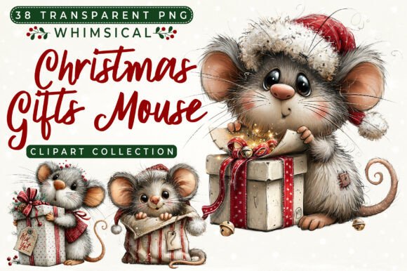 Christmas Mouse Gift Clipart