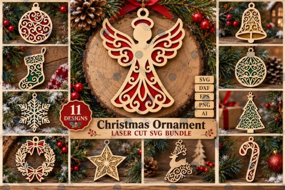 Christmas Ornament Laser Cut SVG Bundle (Design 1) laser cut file