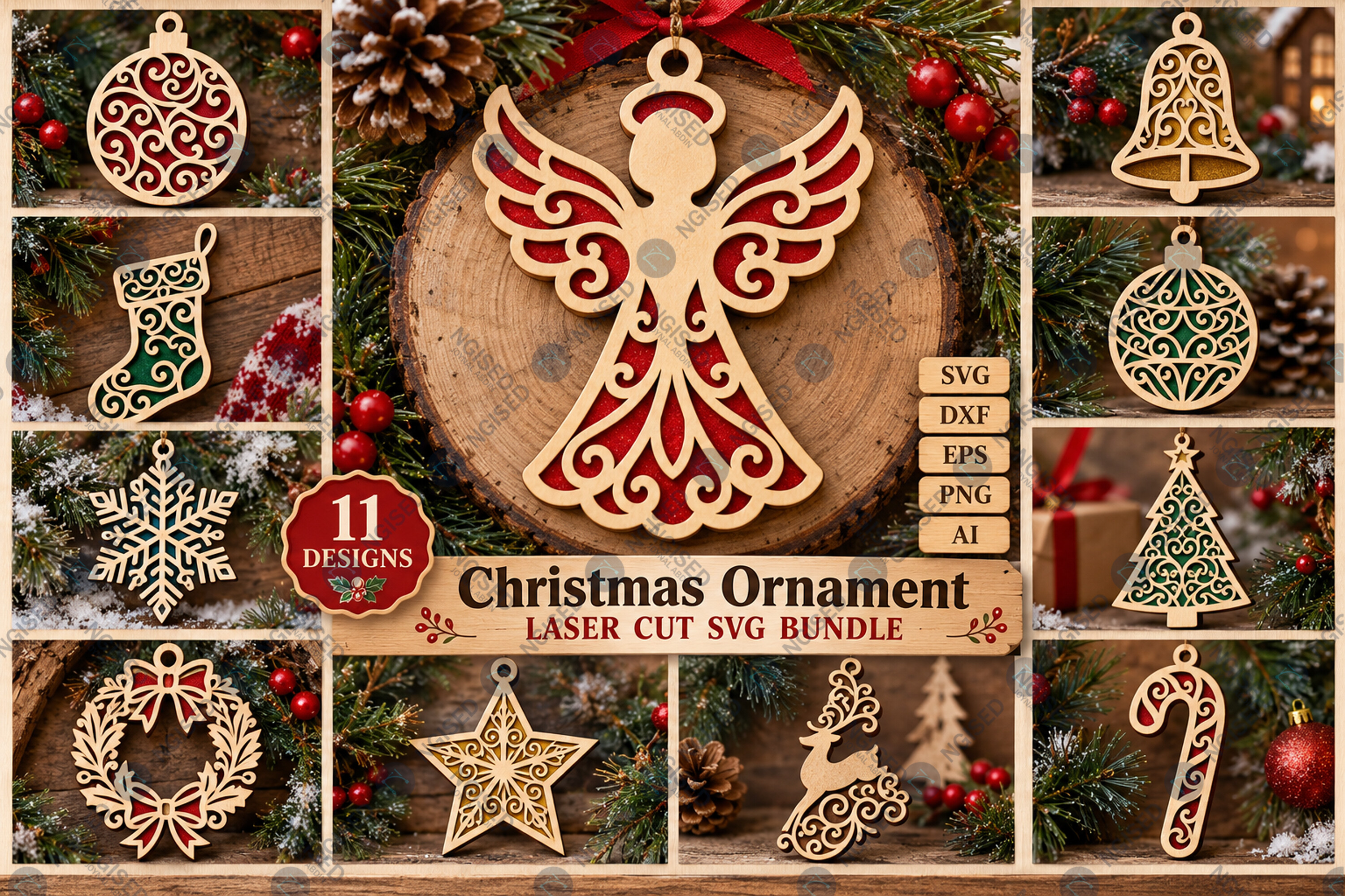 Christmas Ornament Laser Cut SVG Bundle