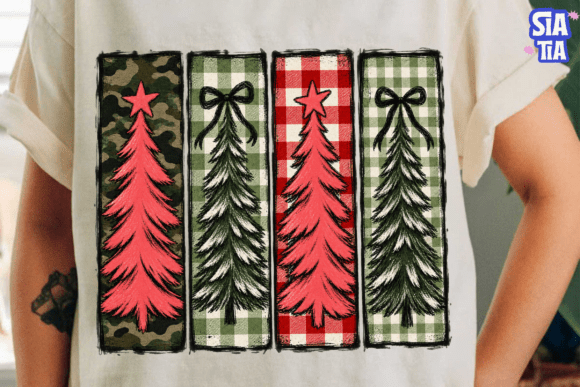 Christmas Trees Plaid PNG Shirt Design