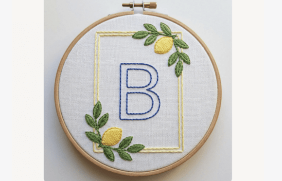 Citrus Frame Letter Embroidery Pattern