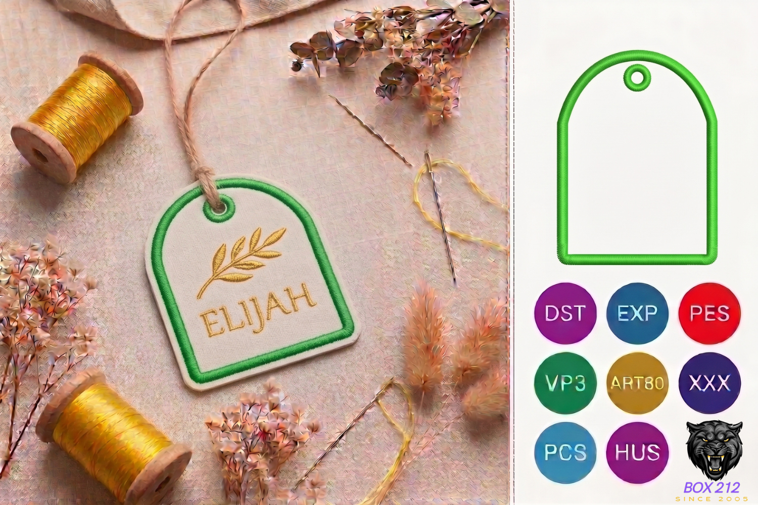Classic Bag Tag Embroidery Design