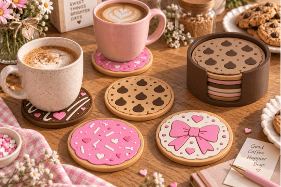 Cookie Cup Coasters & Holder 3D Print – 3MF & STL Files - Image 2