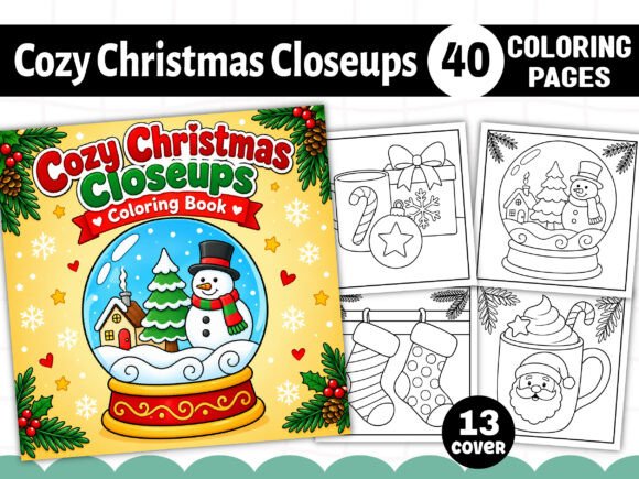 Cozy Christmas Closeups Coloring Book