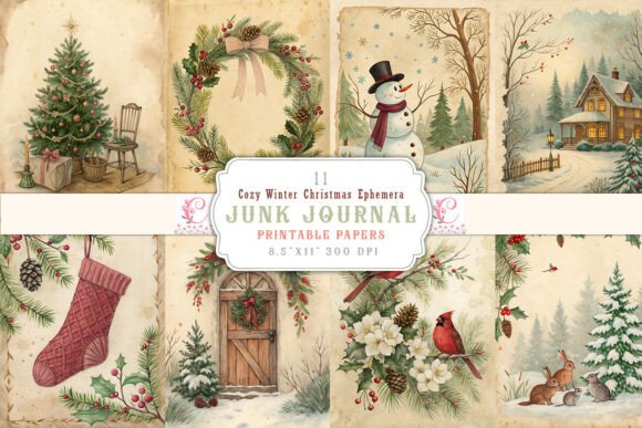 Cozy Winter Christmas Ephemera Junk