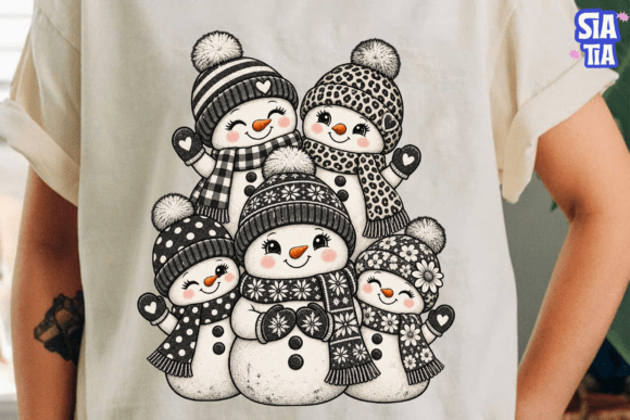 Cute Snowman Squad PNG Sublimation Tee
