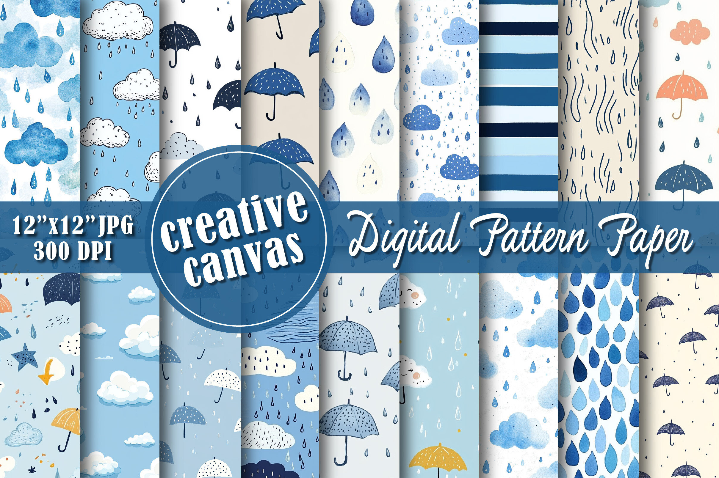 Cute Weather Digital Paper Backgrounds