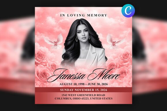 Elegant Pink Memorial Template