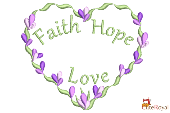 Faith Hope Love Floral Heart Wreath