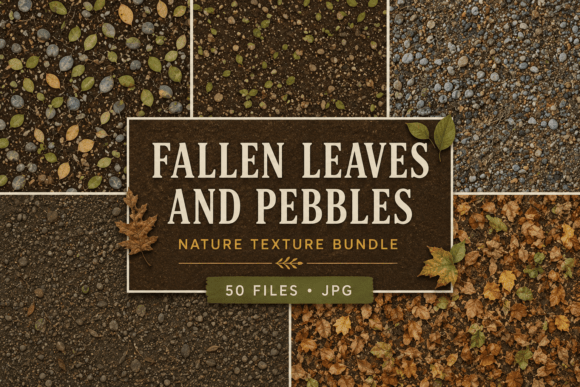 Fallen Leaves and Pebbles Nature Texture