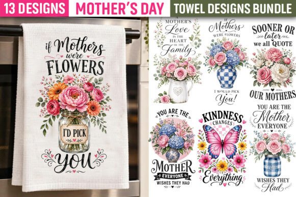 Floral Mother’s Day Kitchen Towel PNG