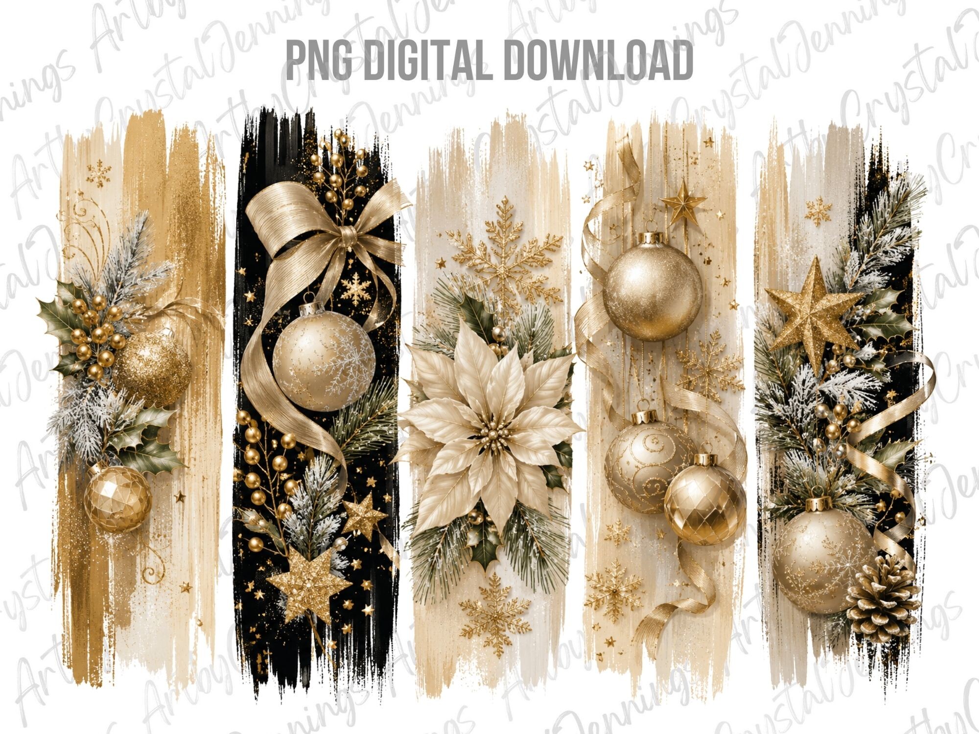 Gold Christmas Holiday Brushstroke PNG