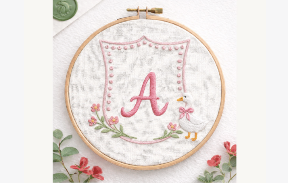 Goose Shield Monogram Embroidery Pattern