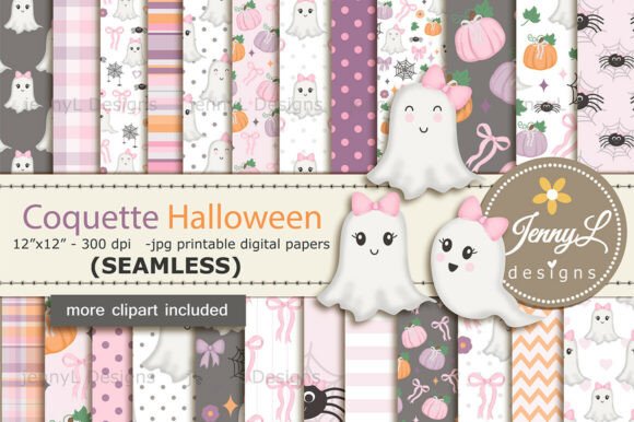 Halloween Coquette Digital Papers,