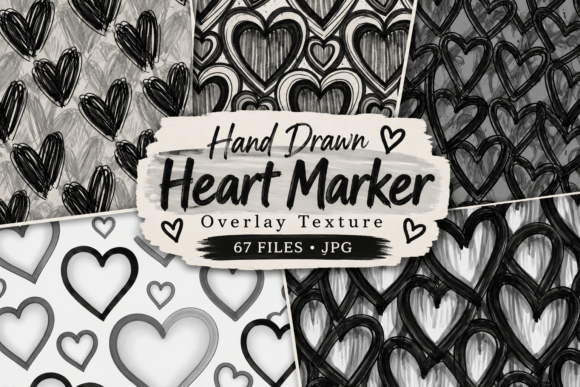 Hand Drawn Heart Marker Overlay Texture