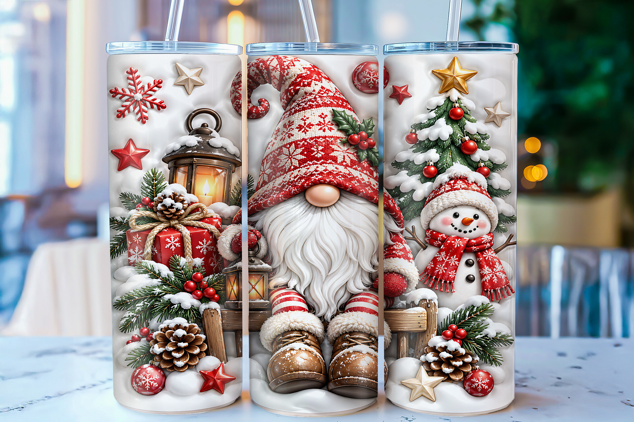 Inflated Christmas Gnome Tumbler Wrap