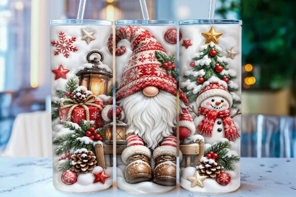 Inflated Christmas Gnome Tumbler Wrap Grafica Custodie per bicchieri Di iRobinIslam
