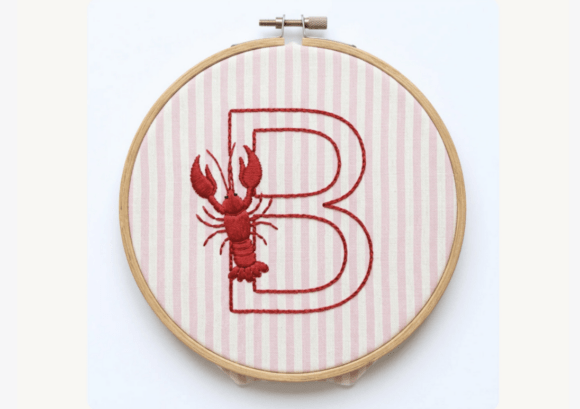 Lobster Letter Embroidery Pattern