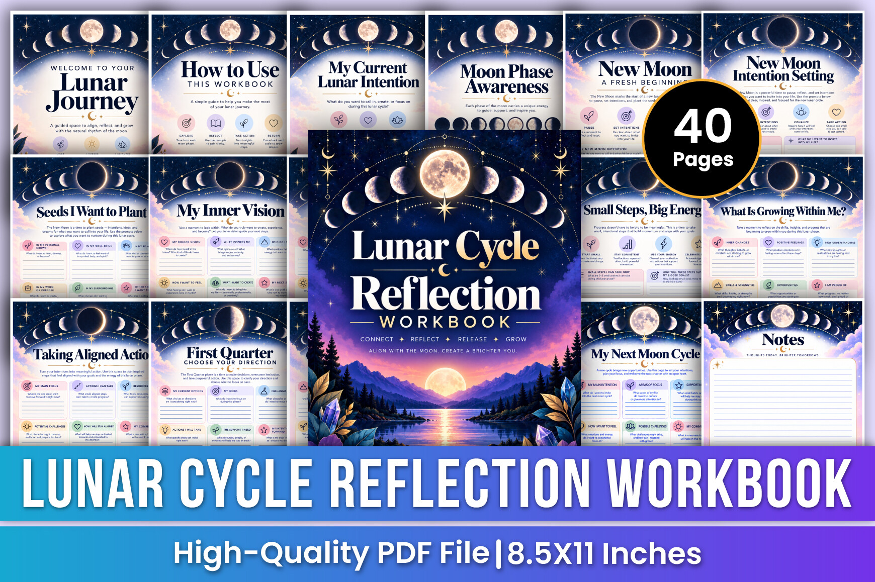 Lunar Cycle Reflection Workbook | Moon