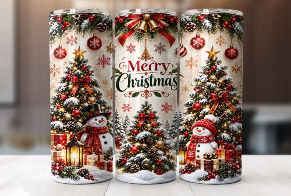 Merry Christmas Tumbler Wrap Snowman