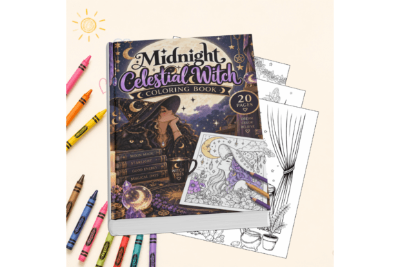 Midnight Celestial Witch Coloring Book —