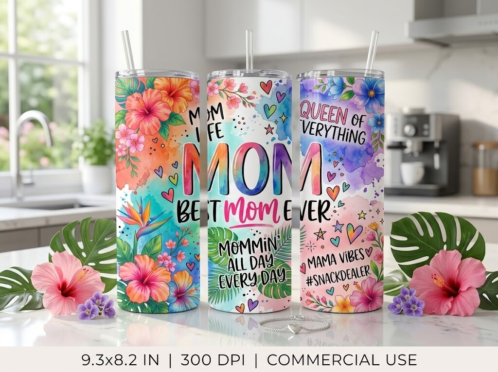 Mom Mother 20oz 40oz Tumbler Wrap PNG