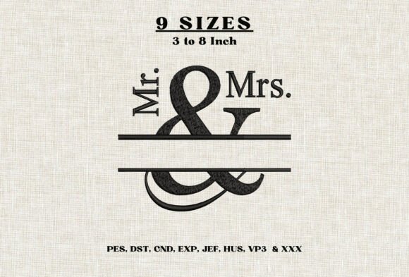 Mr and Mrs Split Monogram Embroidery DST
