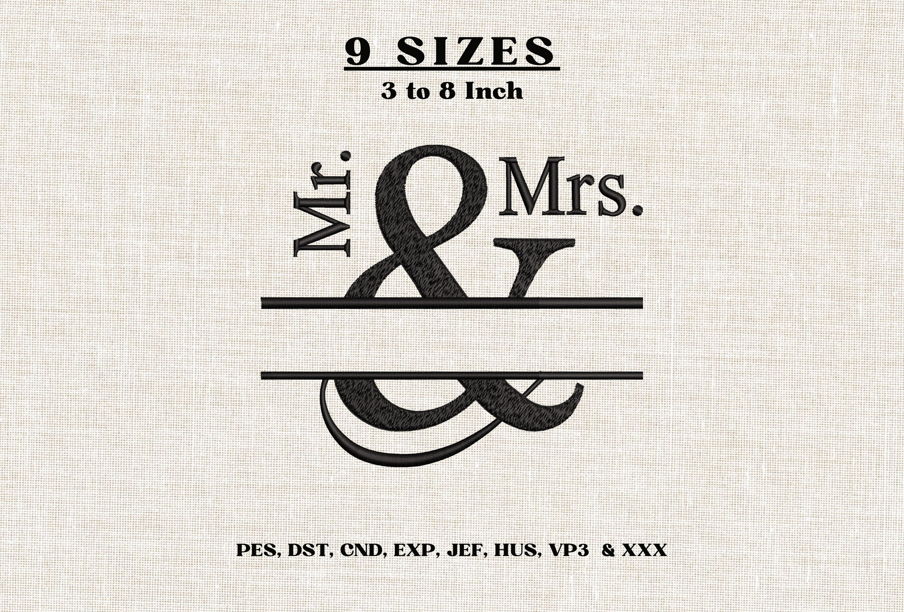 Mr and Mrs Split Monogram Embroidery DST